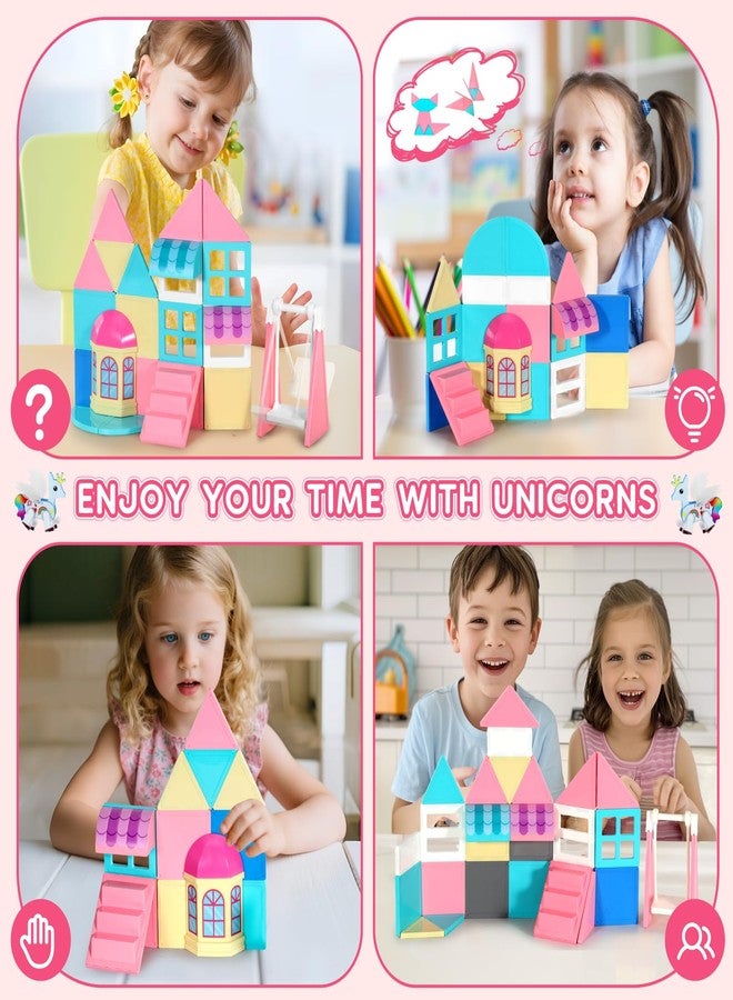 VANLINNY Unicorn Magnetic Tiles, Unicorn Toys for Girls Age 4-6, Princess Castle Magnet Toy for Kids Ages 4-8, Movable Magnetic Tiles 3D Educational Sensory Toys, Xmas Birthday Gifts for Boys and Girls - Image 5